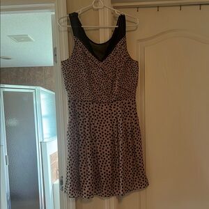 LC Lauren Conrad Fit and Flare V-Neck Mini Dress Black Brown